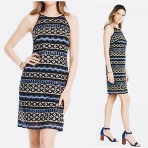 Whitehouse Blackmarket Embroidered Geometric Halter Dress